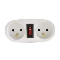 BIPLITE AVEC INTERRURTEUR 3500W 2 X 16A CHACON 48005 BLANC