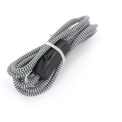 CHACON Cordon Textile Bicolore Avec Interrupteur 2m - Blanc/Noir -CHACON Soldes 15485211 5