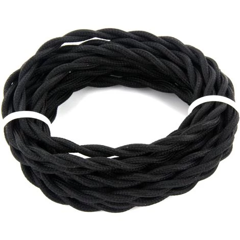 CHACON Câble Textile Torsadé 3m - Noir 4 CHACON Câble Textile Torsadé 3m - Noir – Image 2
