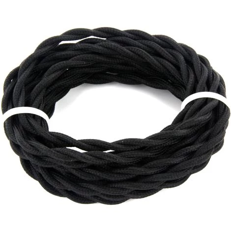 CHACON Câble Textile Torsadé 3m - Noir 7 CHACON Câble Textile Torsadé 3m - Noir – Image 5