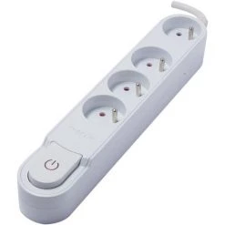 CHACON Bloc Multiprise Design Blanc Avec Interrupteur - 4 X 16A - 3 M