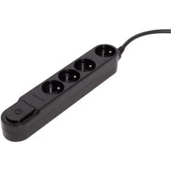CHACON Bloc Multiprise Design Noir Avec Interrupteur - 4 X 16A - 1,5 M