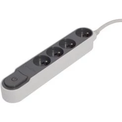 CHACON Bloc Multiprise Design Gris/Blanc Avec Interrupteur - 4 X 16A - 3 M