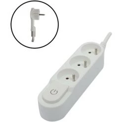CHACON Bloc Design 3x16A Avec Interrupteur Et Fiche Plate - 1,5m - Blanc -CHACON Soldes 16803013 3