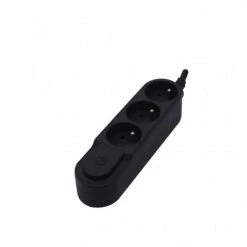 CHACON Bloc Design 3x16A Avec Interrupteur Et Fiche Plate - 1,5 M - Noir