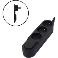 CHACON Bloc Design 3x16A Avec Interrupteur Et Fiche Plate - 1,5 M - Noir -CHACON Soldes 16803018 3