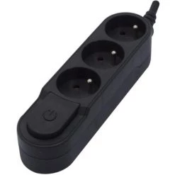 CHACON Bloc Design 3x16A Avec Interrupteur - 3 M - Noir