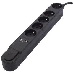 CHACON Bloc Design 5x16A Avec Interrupteur + 2 USB - 1,5 M - Noir -CHACON Soldes 16803046 3