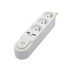 CHACON Bloc Design 3x16A Avec Interrupteur + 2 USB - 3m - Blanc -CHACON Soldes 16803047 3