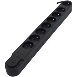 CHACON Bloc Design 8x16A Avec Interrupteur - 1,5m - Noir