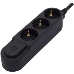 CHACON Bloc Design 3x16A Avec Interrupteur - 3m - Noir (SCH)