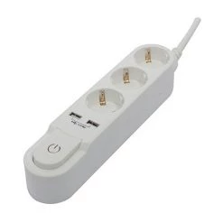 CHACON Bloc Design Avec Interrupteur 3 X 16A + 2USB - 3m - Blanc (SCH) -CHACON Soldes 16803065 3