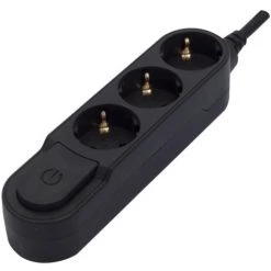 CHACON Bloc Design 3x16A Avec Interrupteur - 1,5m - Noir (SCH)