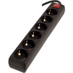 CHACON Bloc Multiprise Avec Interrupteur 6 X 16A - 3 M - Noir (SCH)