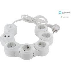 CHACON Multiprise Snake Wifi 5x16A + 2x USB - 1,5m - Blanc (SCH)