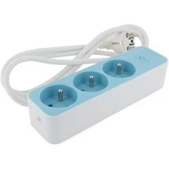 CHACON Bloc Multiprise 3x16A - 1,5 M - Blanc/Bleu