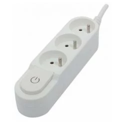 CHACON Bloc Multiprise 3 Prises 16 A Avec Interrupteur, Câble 1,5 M HO5VV-F 3x1,5 Mm² Blanc