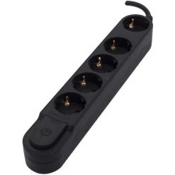 CHACON Bloc Design 5x16A Avec Interrupteur - 3m - Noir (SCH)