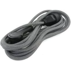 CHACON Rallonge Textile Noire/blanc - Avec Fiche Plate Noire - 5m