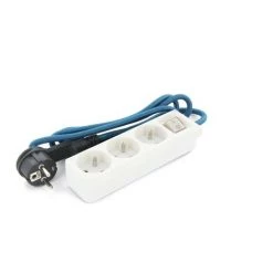 CHACON Mini-bloc Design 3x16A Avec Câble Textile Bleu - 1,5m