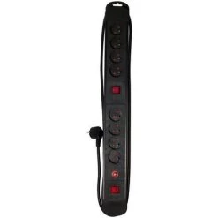 CHACON Bloc Mulitprises 8 Prises 16A Avec 2 Interrupteurs Noir