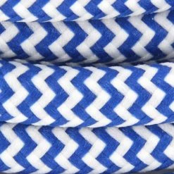 CHACON Câble Textile Soie Zigzag - 3m - Bleu/Blanc