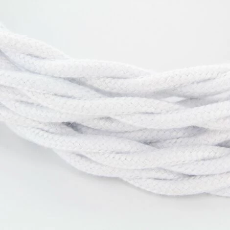 CHACON Câble Textile Coton Torsadé - 3m - Blanc 4 CHACON Câble Textile Coton Torsadé - 3m - Blanc – Image 2