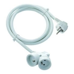 CHACON Prolongateur HO5VVF 3G1,5 - 3m Dual Head Blanc