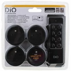 CHACON - Kit 4 Prises De Commutation Nano - Télécommande 4 Canaux - Dio 1.0 - Noir - 54894